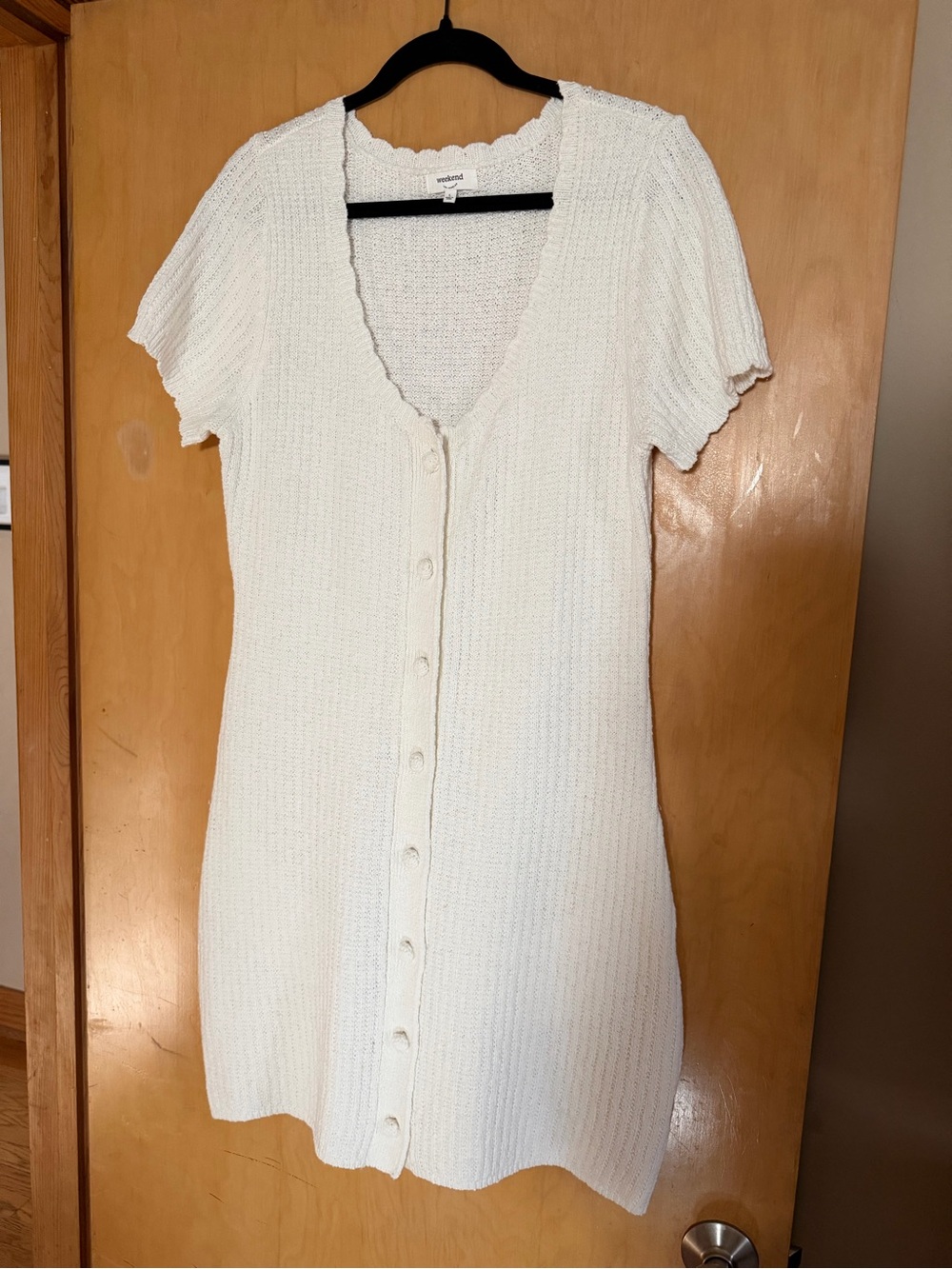 Weekend Los Angeles Cream Button-Front Knit Dress